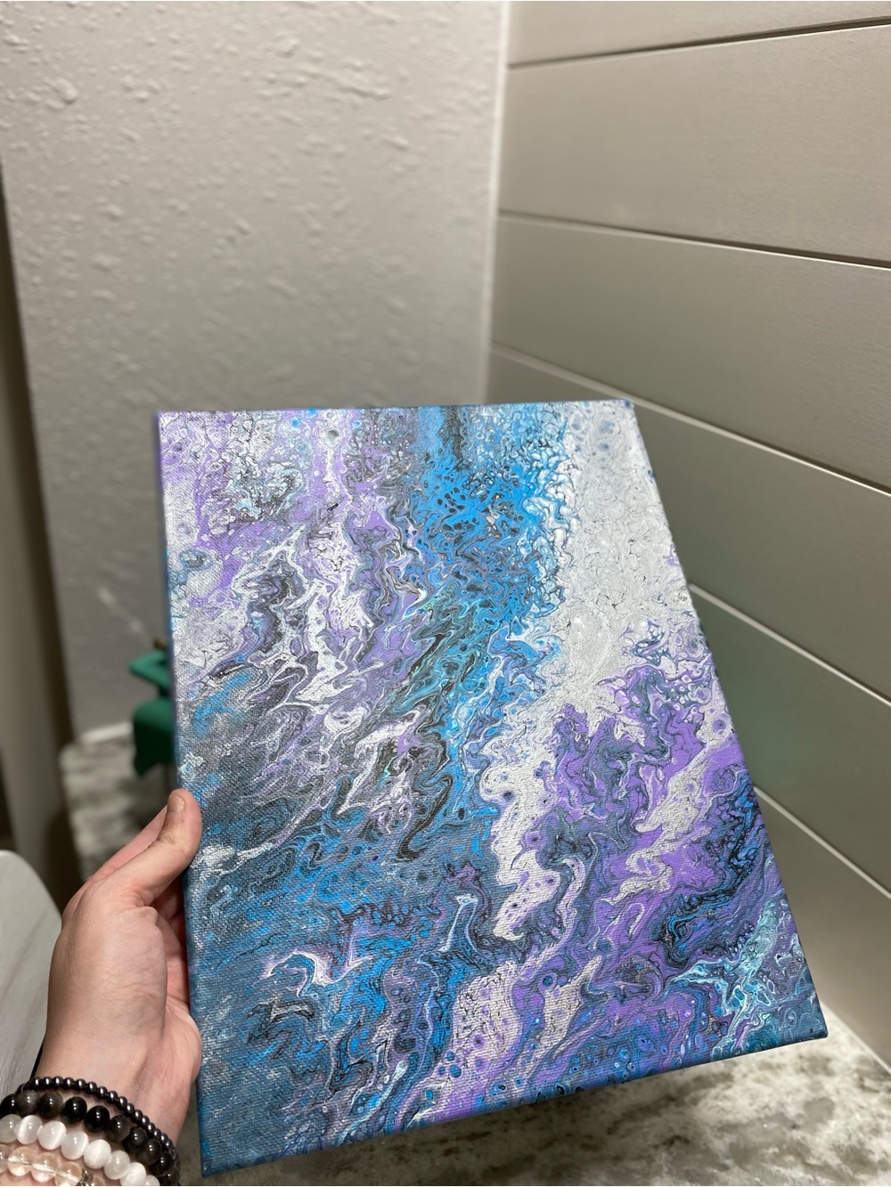 Abstract Fluid Art Canvas in Blue & Purple - Picture 4 of 7